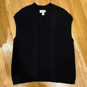 LOFT Textured Black Sleeveless Cardigan
